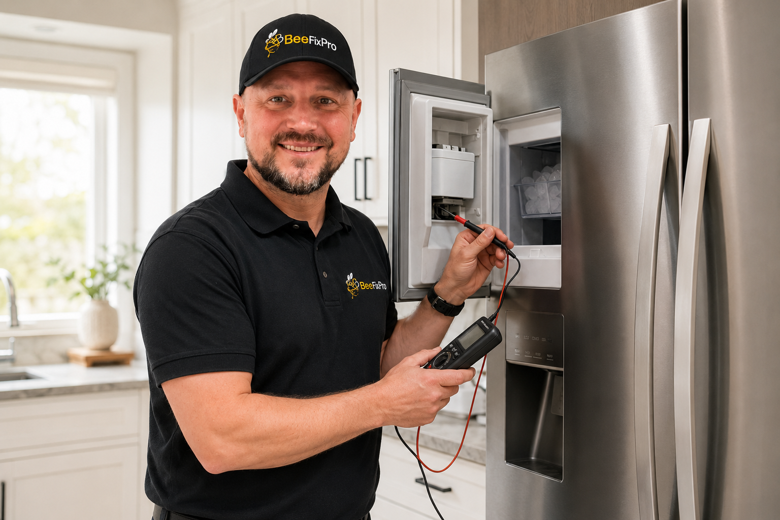Dmitriy from BeeFixPro diagnosing a refrigerator