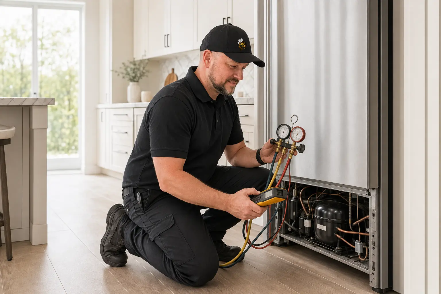 Dmitriy from BeeFixPro diagnosing a refrigerator sealed system