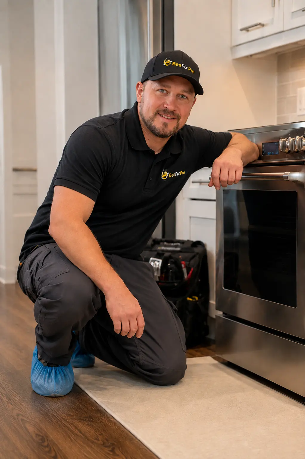 BeeFixPro appliance repair technician in a Jacksonville home